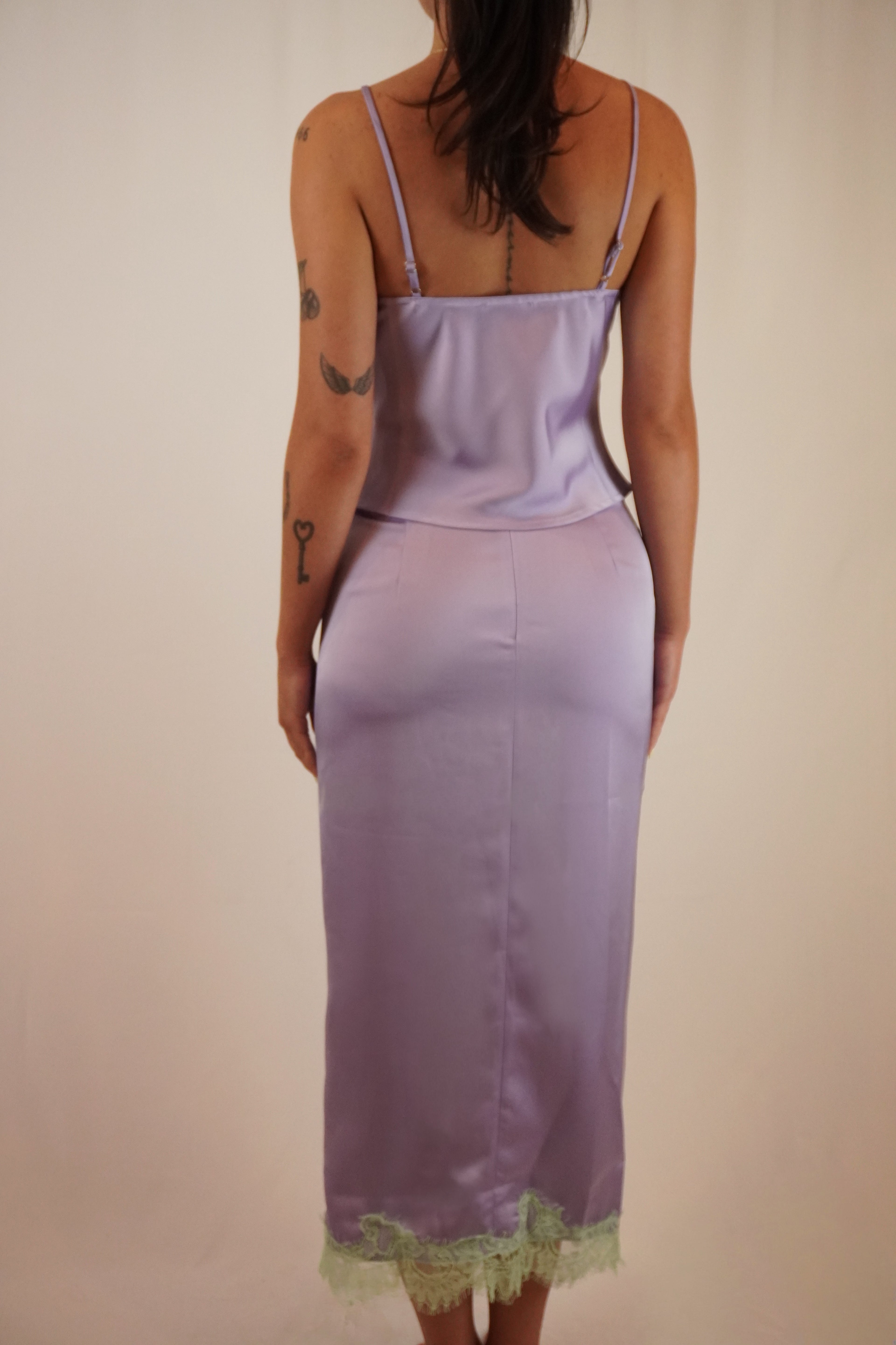 Satin and Lace Two Piece Set
