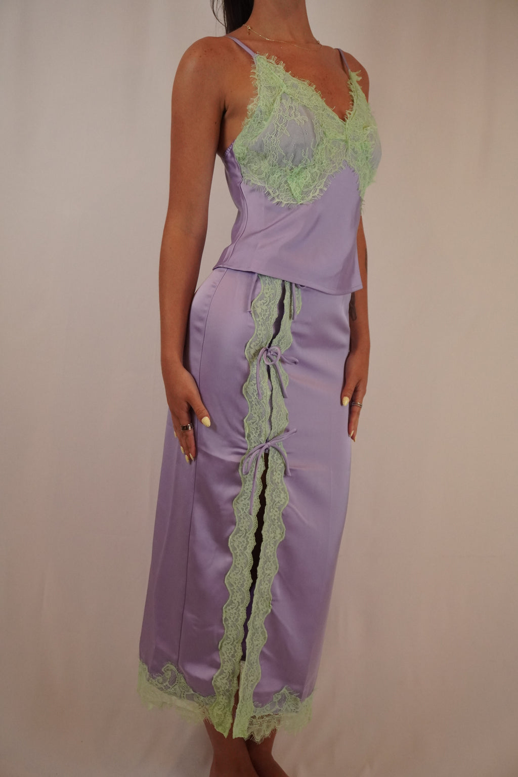 Satin and Lace Two Piece Set