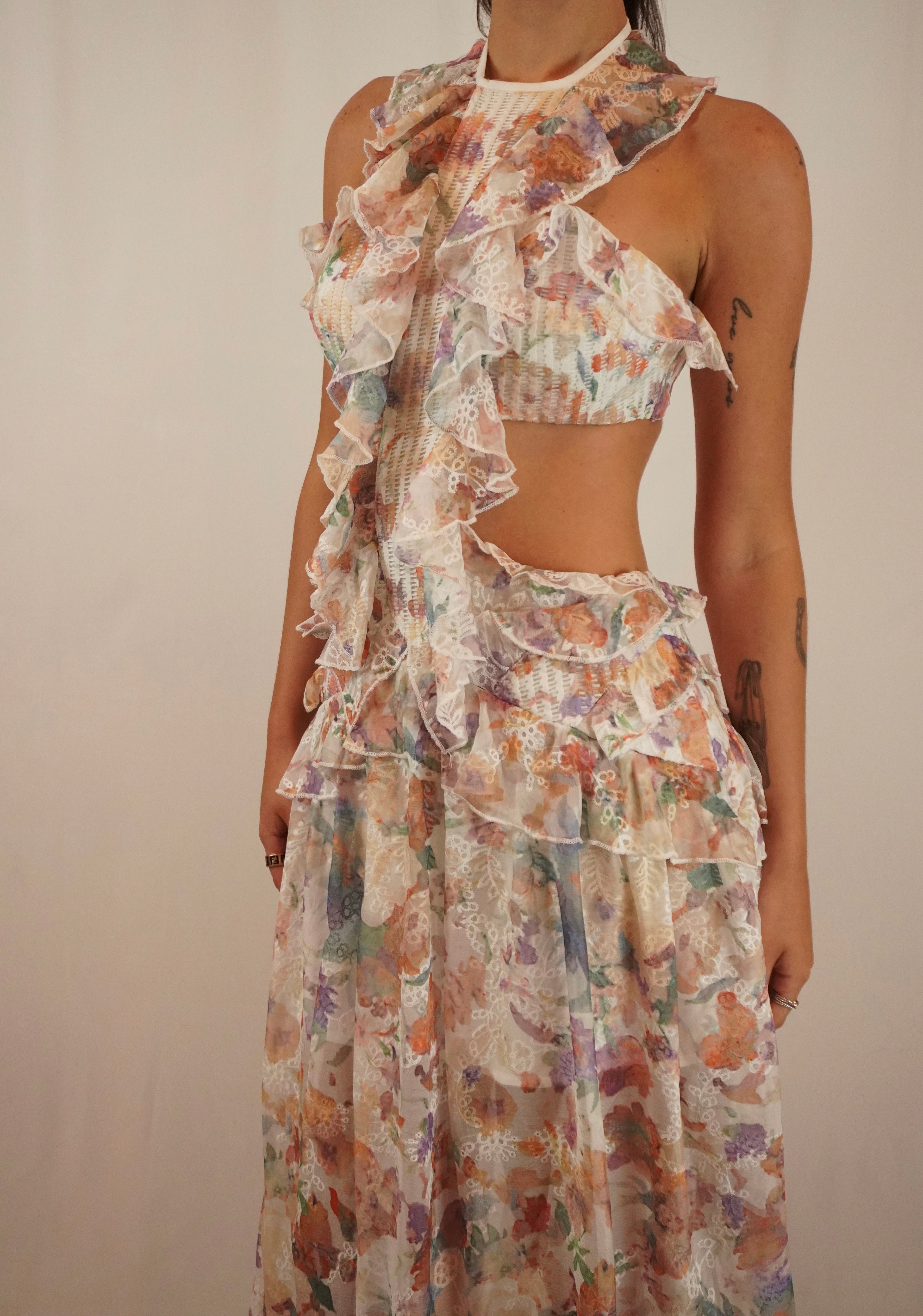 Ruffle Floral Maxi Dress