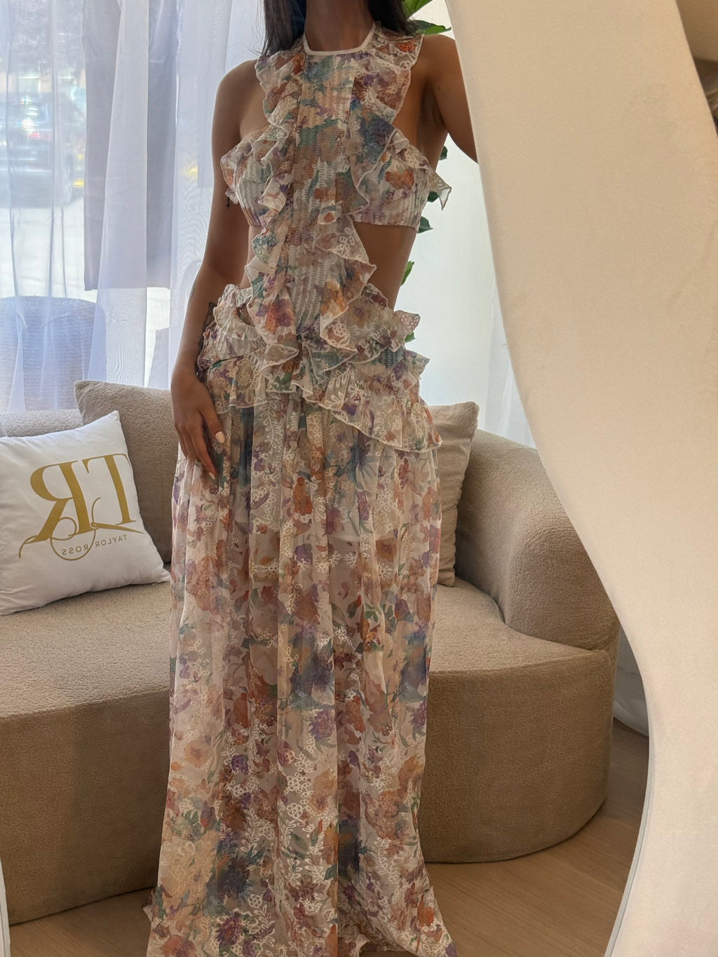 Ruffle Floral Maxi Dress