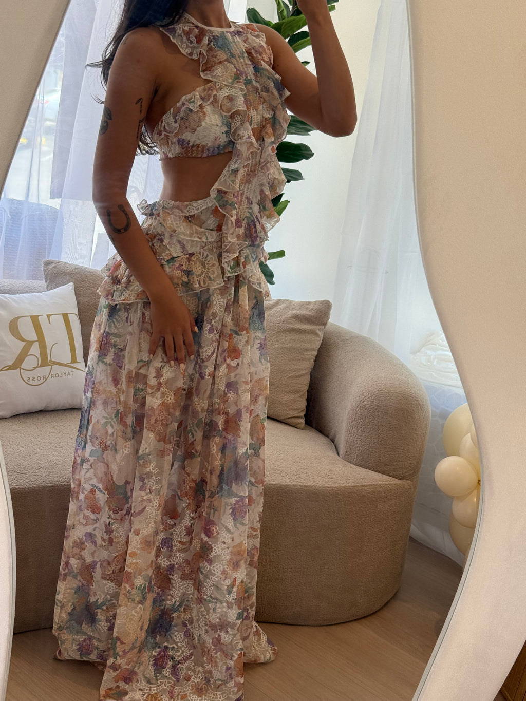 Ruffle Floral Maxi Dress